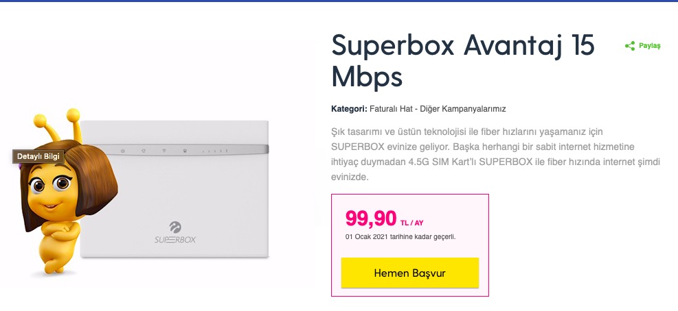 Turkcell Superbox Avantaj S N Rs Z Nternet Tl